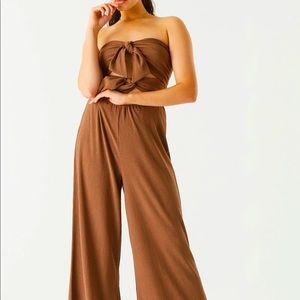 Strapless Double Knot Wide Leg Jumpsuit